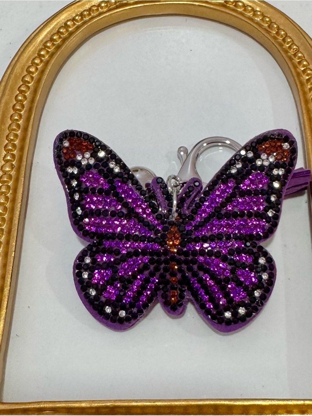 New Purple Crystal Butterfly Keychain and Bag Charm